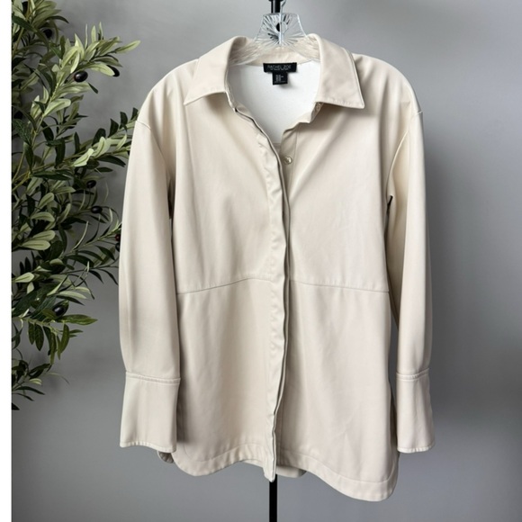Rachel Zoe Faux Leather Shacket Oversized Shirt Jacket - Picture 1 of 5